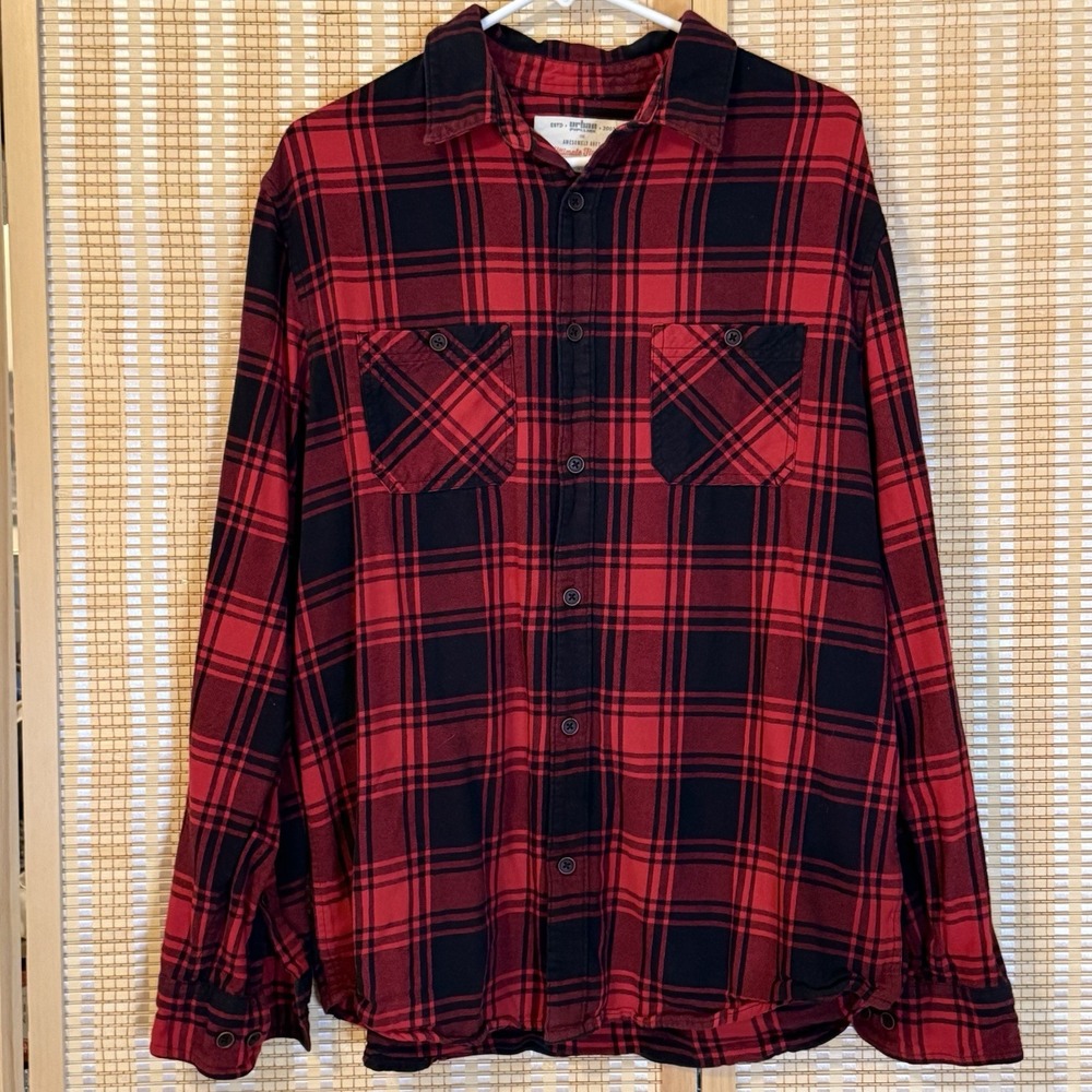 Urban Pipeline Ultimate Flannel Mens L Plaid Button Up Shirt Western Preppy‎